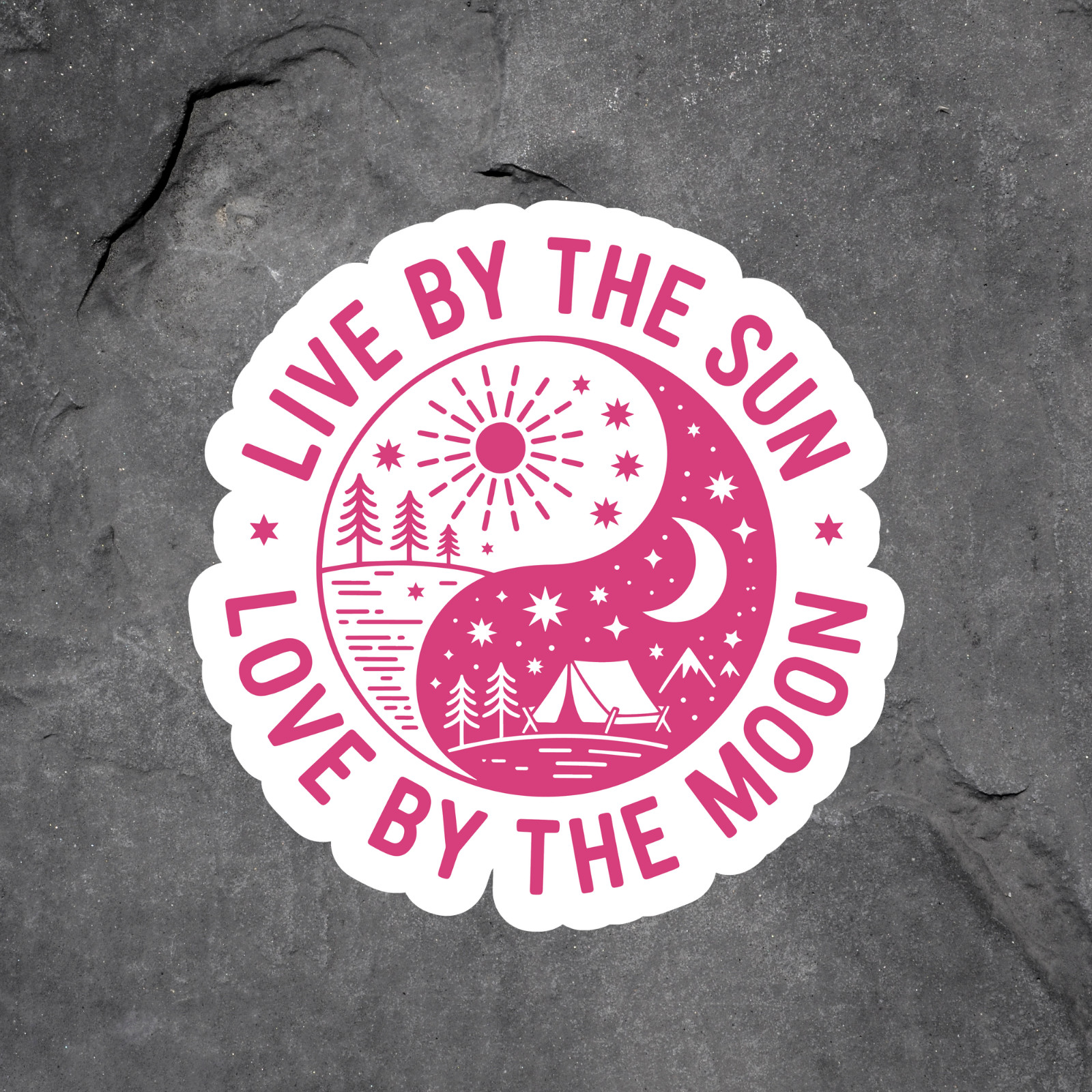 Camping Sticker Vinyl Decal Live By Sun Love By Moon Nature Outdoor Art