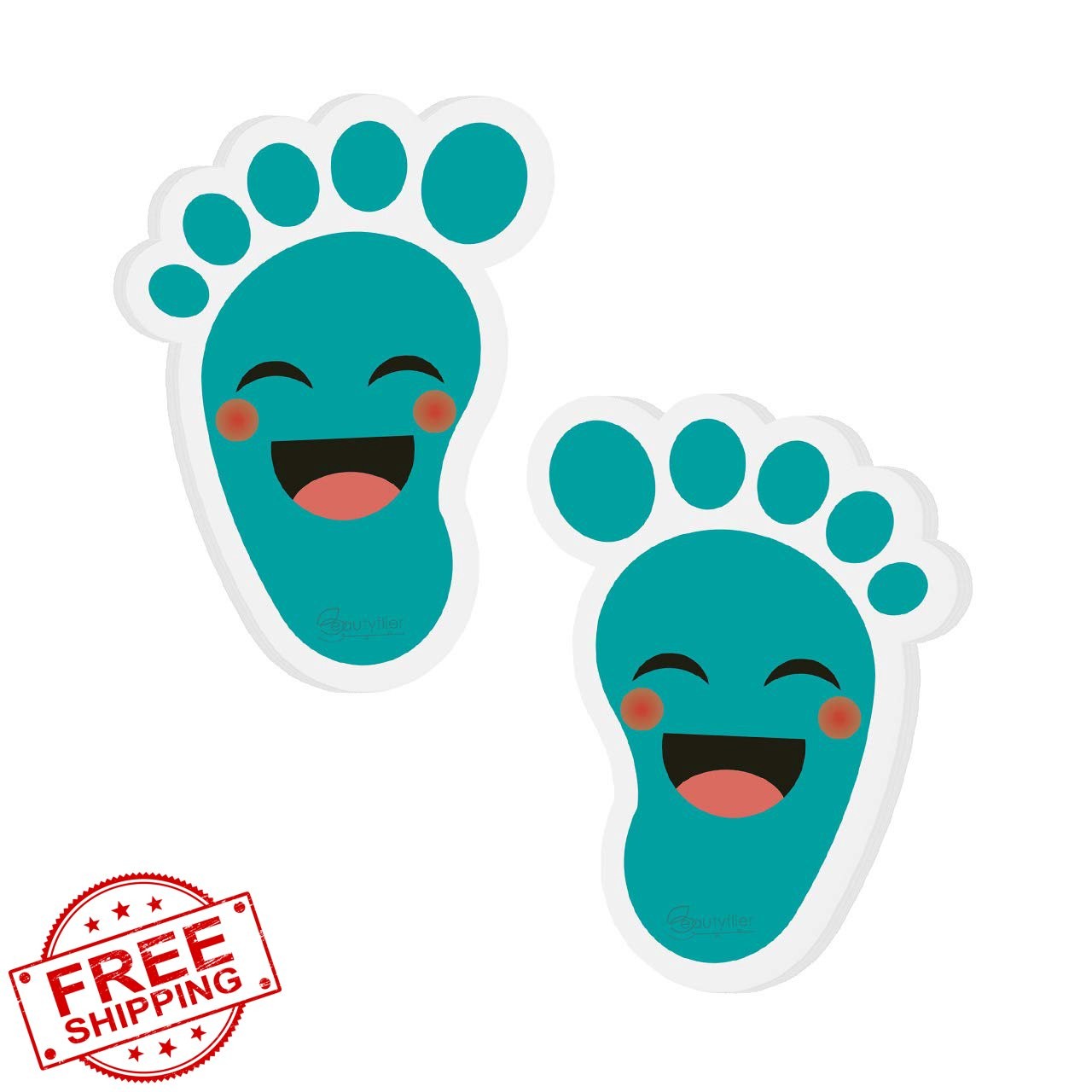 Beautyflier Cyan-Blue Footprint Floor Stickers