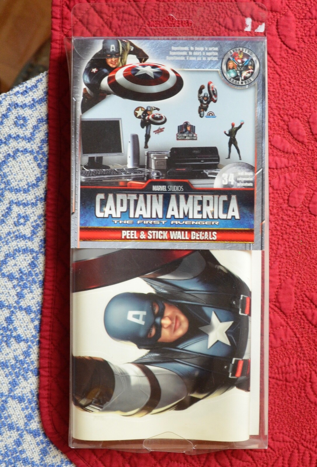 Marvel Studios CAPTAIN AMERICA Peel & Stick 34 Wall Decals Precut Reusable