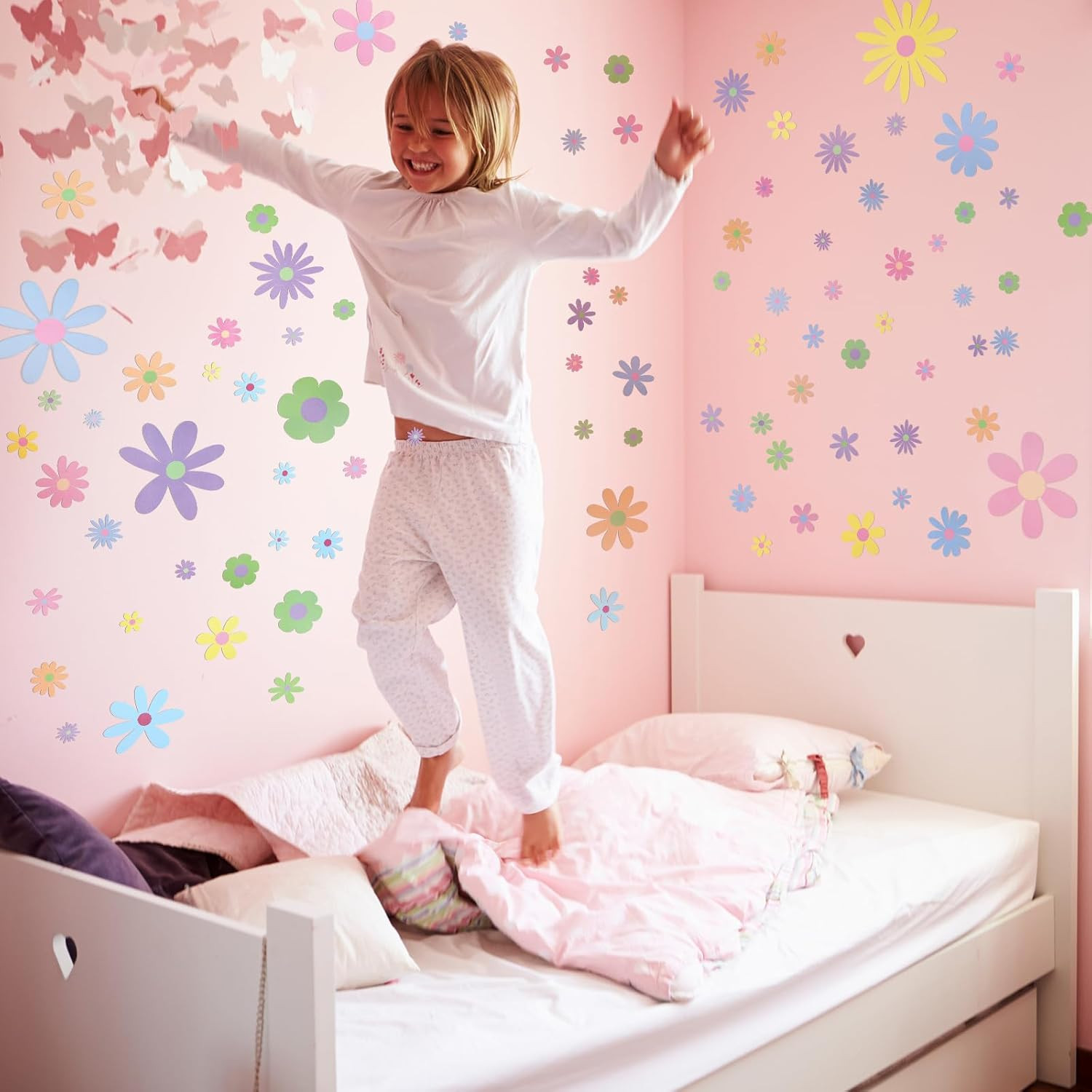 90 Pcs Daisy Wall Decal Alphabet Vinyl Wall Decals Boho Decal Daisy Stickers Boh