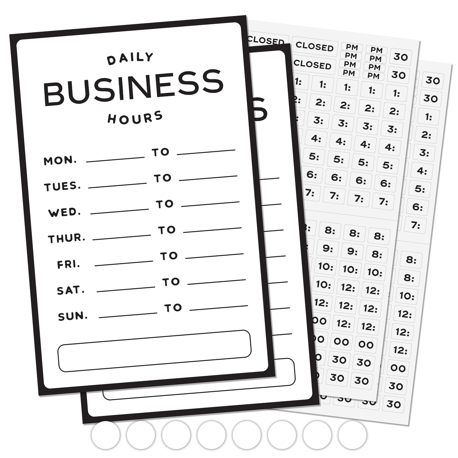 Business Hours Sign 2pk | Modern Store Open Time of Operation Sign for Glass …