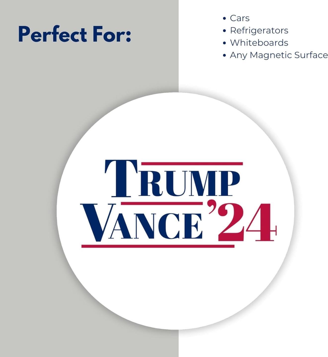 Mini White Vintage Trump Vance 2024 Campaign Car Magnet 3-1/2 Inch Pack of 5