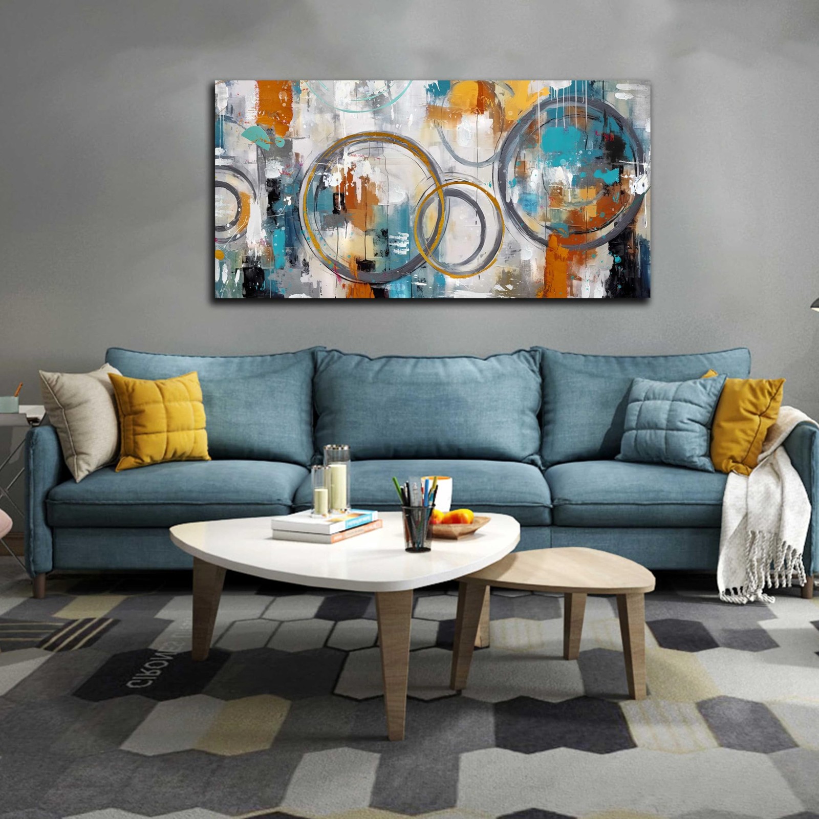 JKWALL77 Modern Wall Art for Office Decor – Abstract Canvas Wall Art – Wall P…