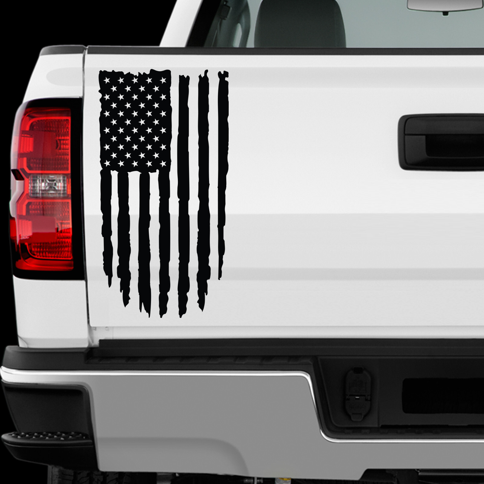 US American Flag Distressed sticker Allsize regular & Chrome Mirror Vinyl Colors