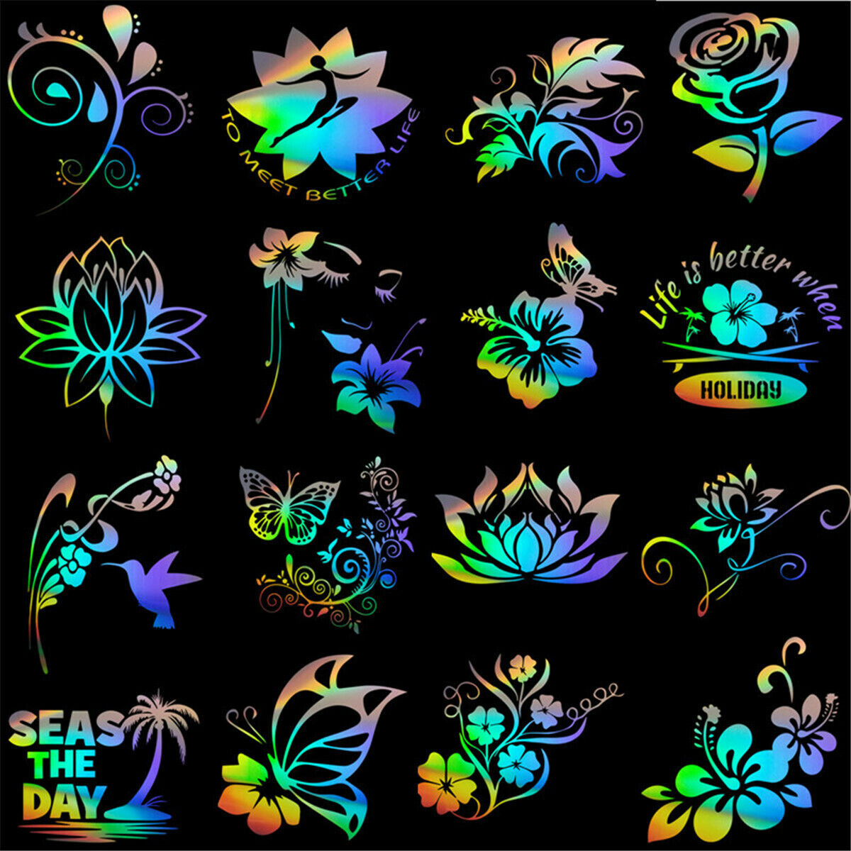 1pcs Flowers Butterfly Wall Stickers Car Window Door Laptop Art Vinyl Decal