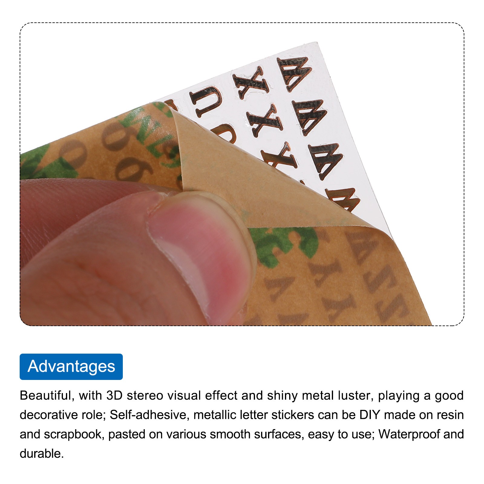2Sheets Letter Resin Stickers 3D a to Z Gold Mini Alphabet Metallic Uppercase