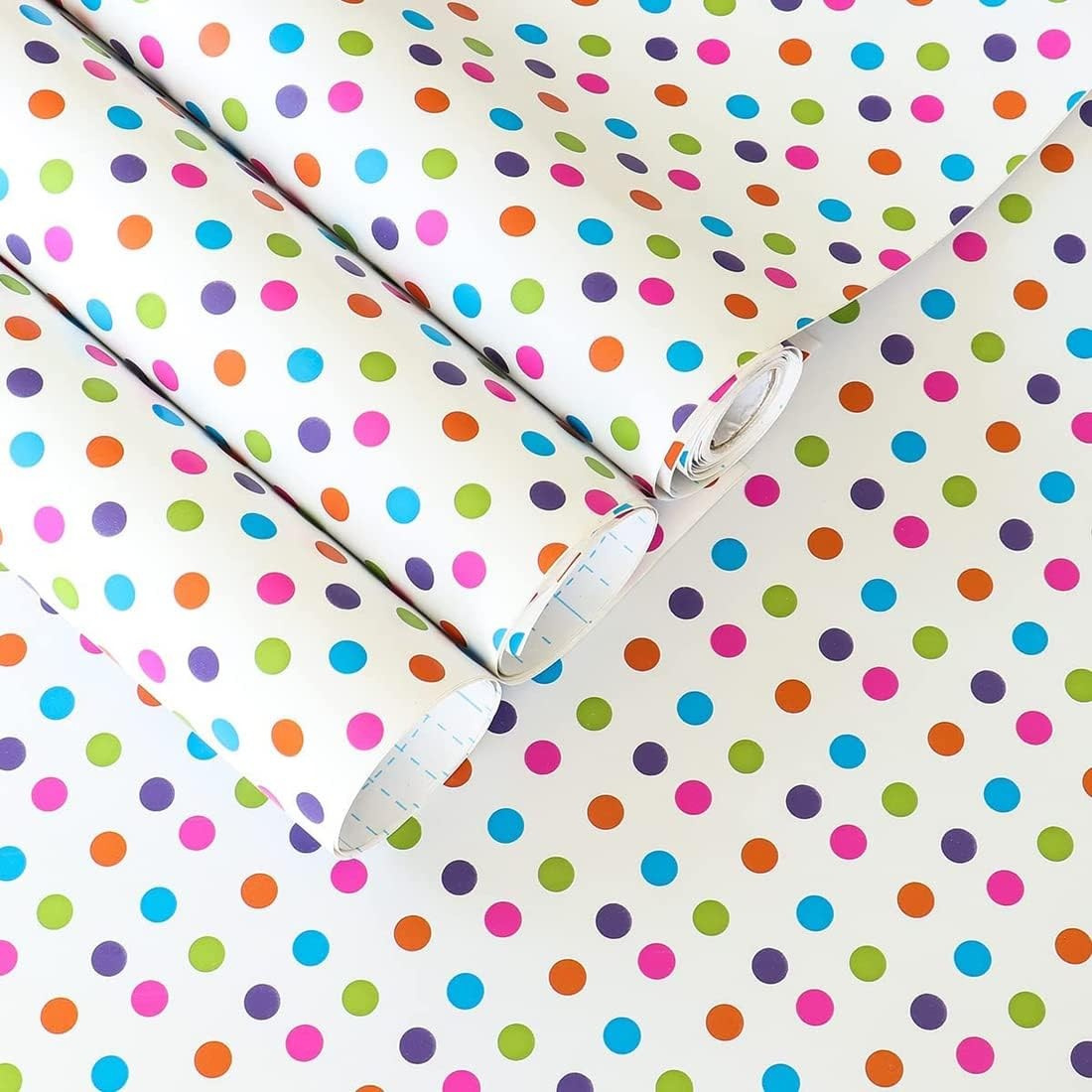Colorful Dots Contact Paper Peel and Stick Polka Dot Wallpaper 17.7" x 117" Deco