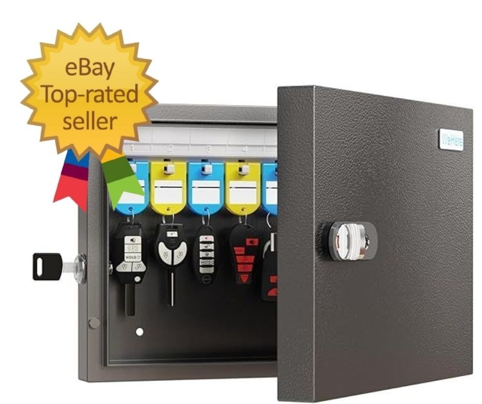 Key Lock Box Wall Mount, 16 Key Cabinet with Combination Lock & Key Tags, Digita