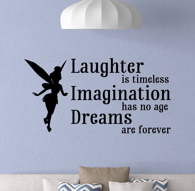 Laughter Is Timeless Wall Decal Tinkerbell Decor Vinyl Sticker Disney Quote 953