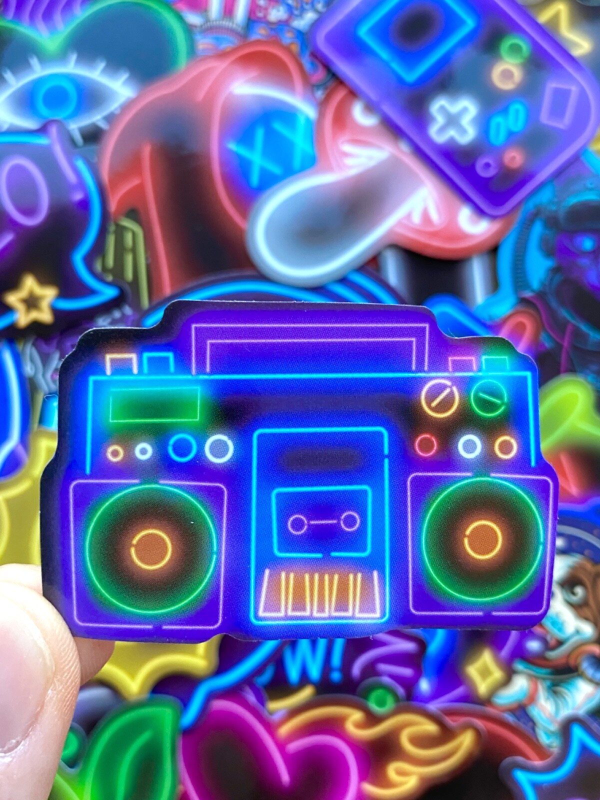 5-50 pcs Neon Stickers, Cute Cool Light Kawaii Stocking Stuffer Laptop Decals