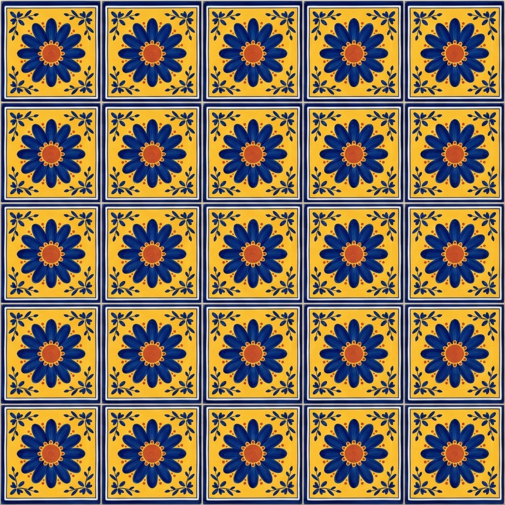 Peel and Stick Tile Stickers Blue Yellow Mexican Talavera Kitchen Backsplash