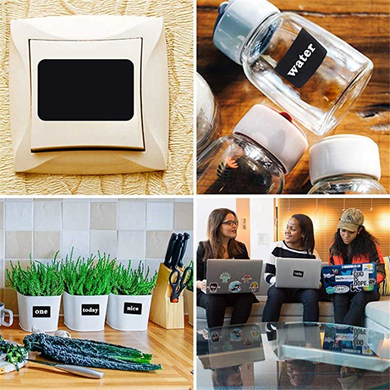 Black Labels Stickers With Pen Set Chalkboard Roll Waterproof Pantry Jar Sticker