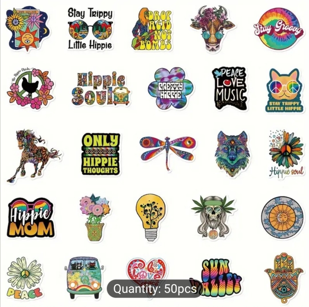 10 PCS Trippy Hippie Groovy Retro Colorful Peace Stickers BRAND NEW