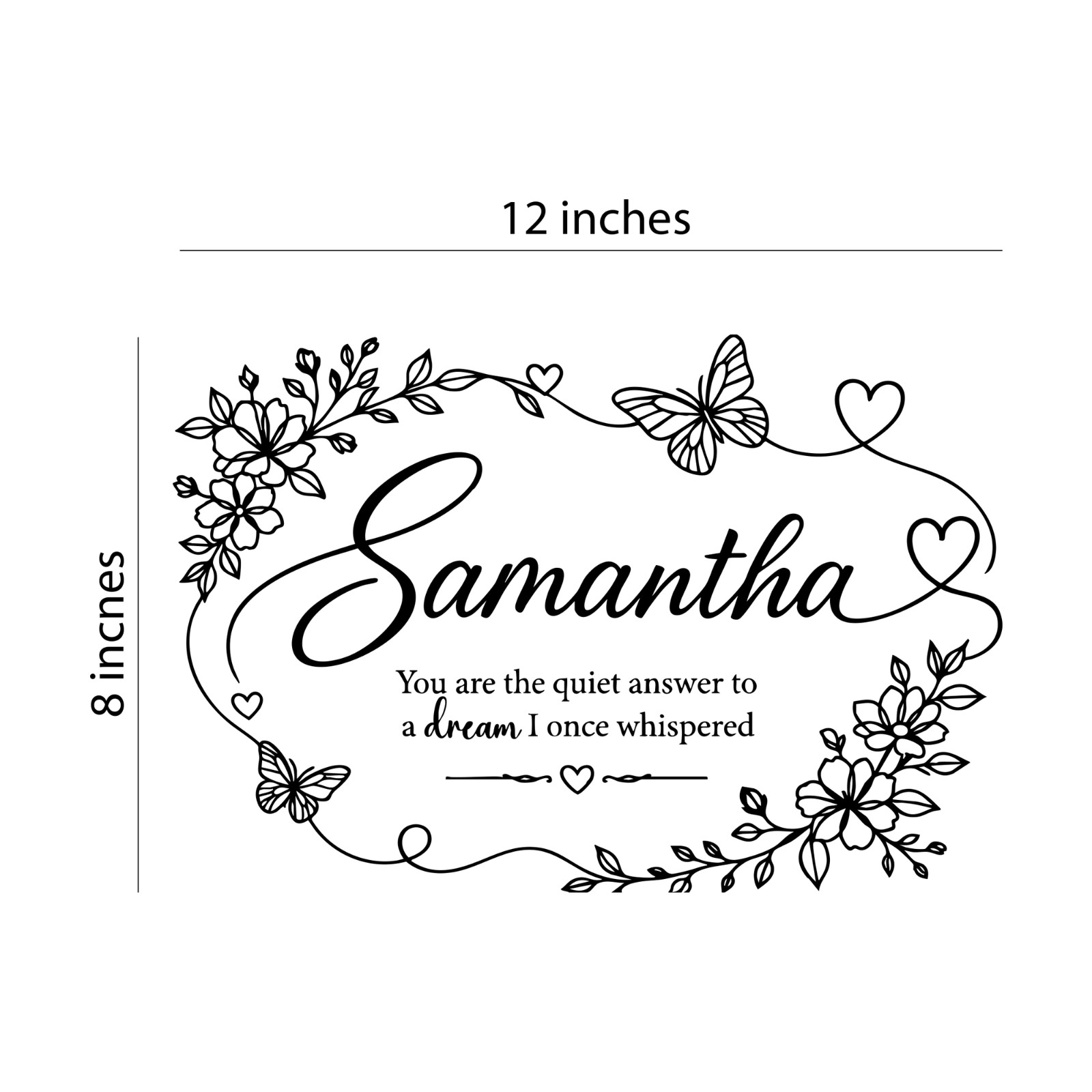 Custom Name Wall Decal Girls Nursery Room Vinyl Sticker Flowers 2 Sizes
