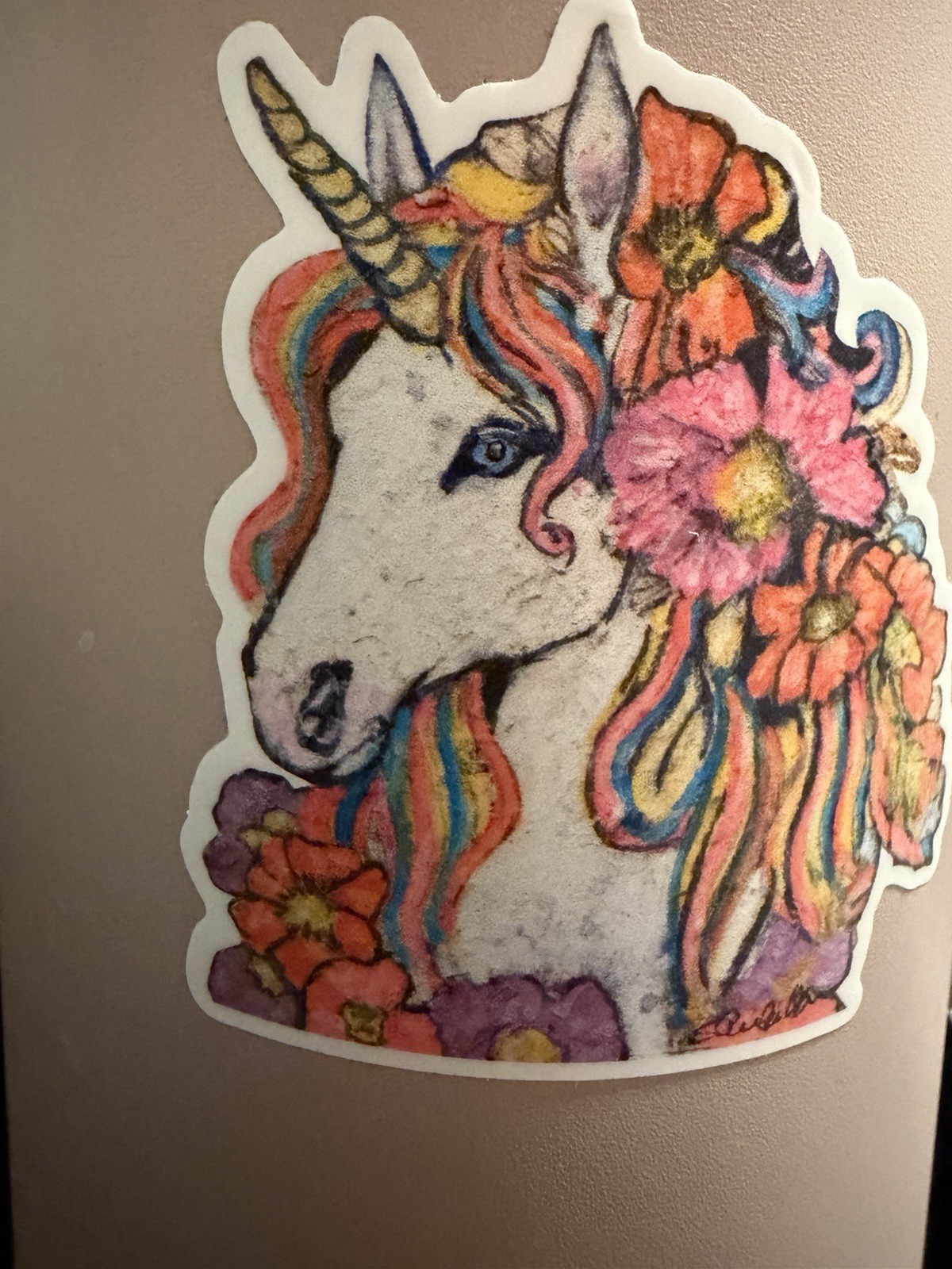 decals stickers vinyl art “Rainbow Unicorn” Printed From An Original Painting