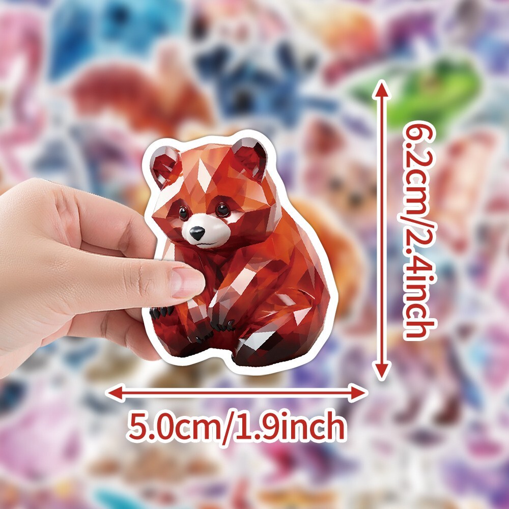 50pcs Waterproof Vinyl Stickers Cartoon 3D Crystal Animals Luggage Phone Laptop
