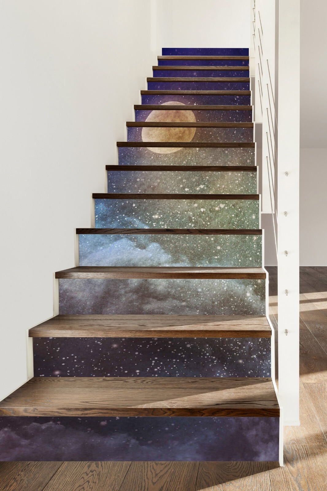 3D Starry Sky Moon AZ468 Stair Risers Decoration Mural Vinyl Wallpaper Kay