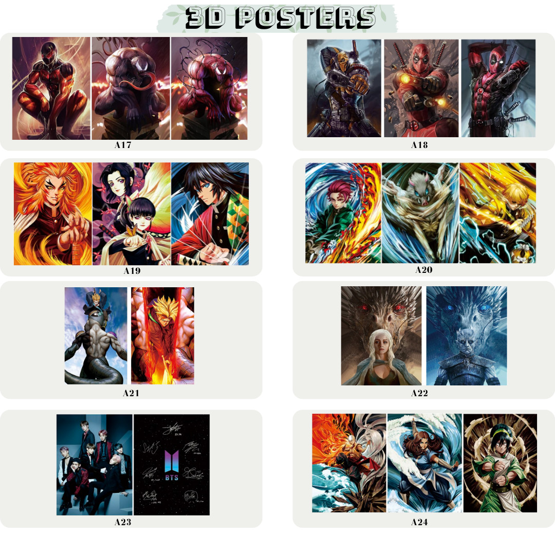 Neon Genesis Evangelion 3D Poster Shinji Ikari Rei Ayanam Asuka Langley Sohryu