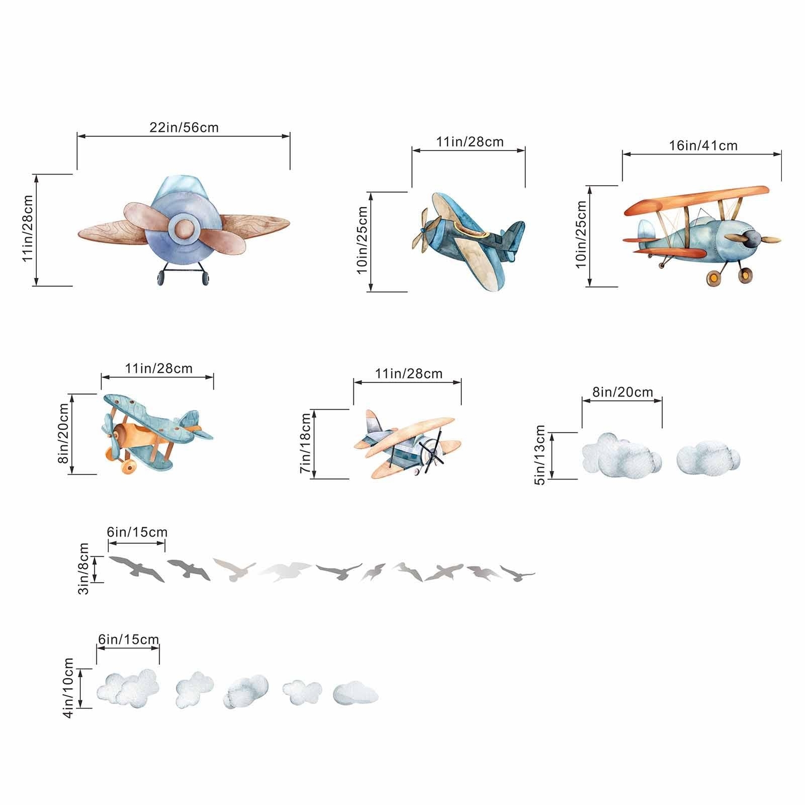 Airplane Wall Stickers – Aircrafts Wall Decals – Kids Baby Boys Nursery Child…