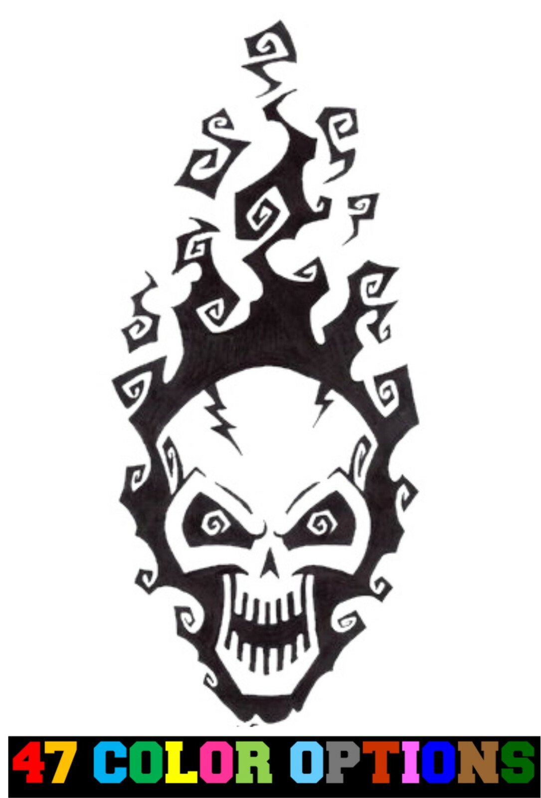 Vinyl Decal Truck Car Sticker Laptop – Zombie Horror Flames Burning Skull v4