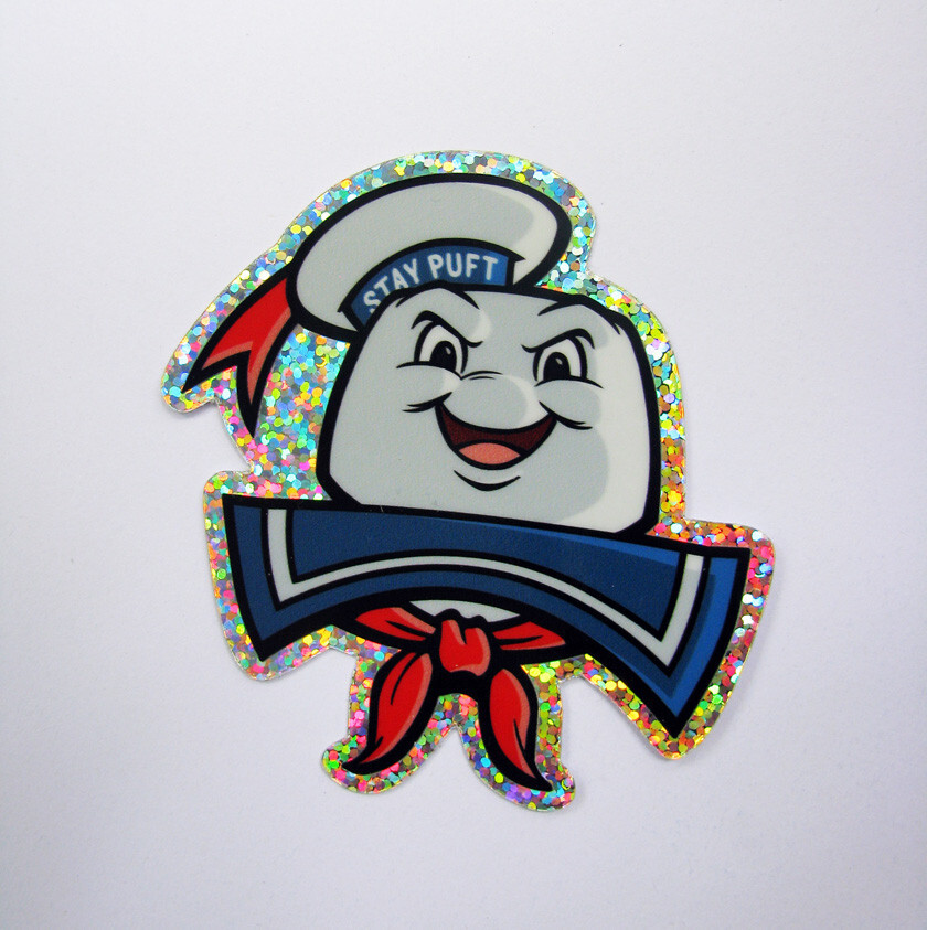 Stay Puft Glitter Sticker Ghostbusters Marshmallow Man Skateboard Decal 3"