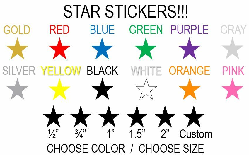 Star Stickers! Choose Your Size and Color Sheet! Free Shipping! Crafted in USA!