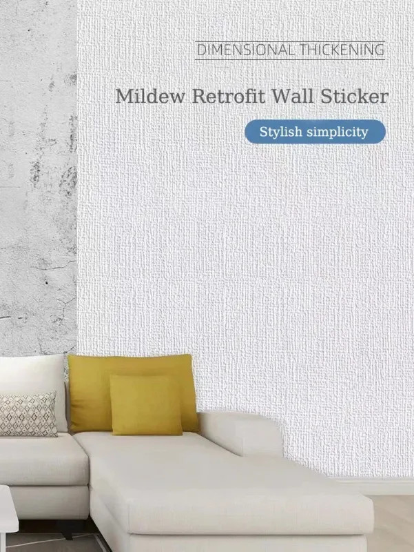 Self-adhesive Wallpaper Linen Thicken Waterproof Mildew Proof Plain Color Living