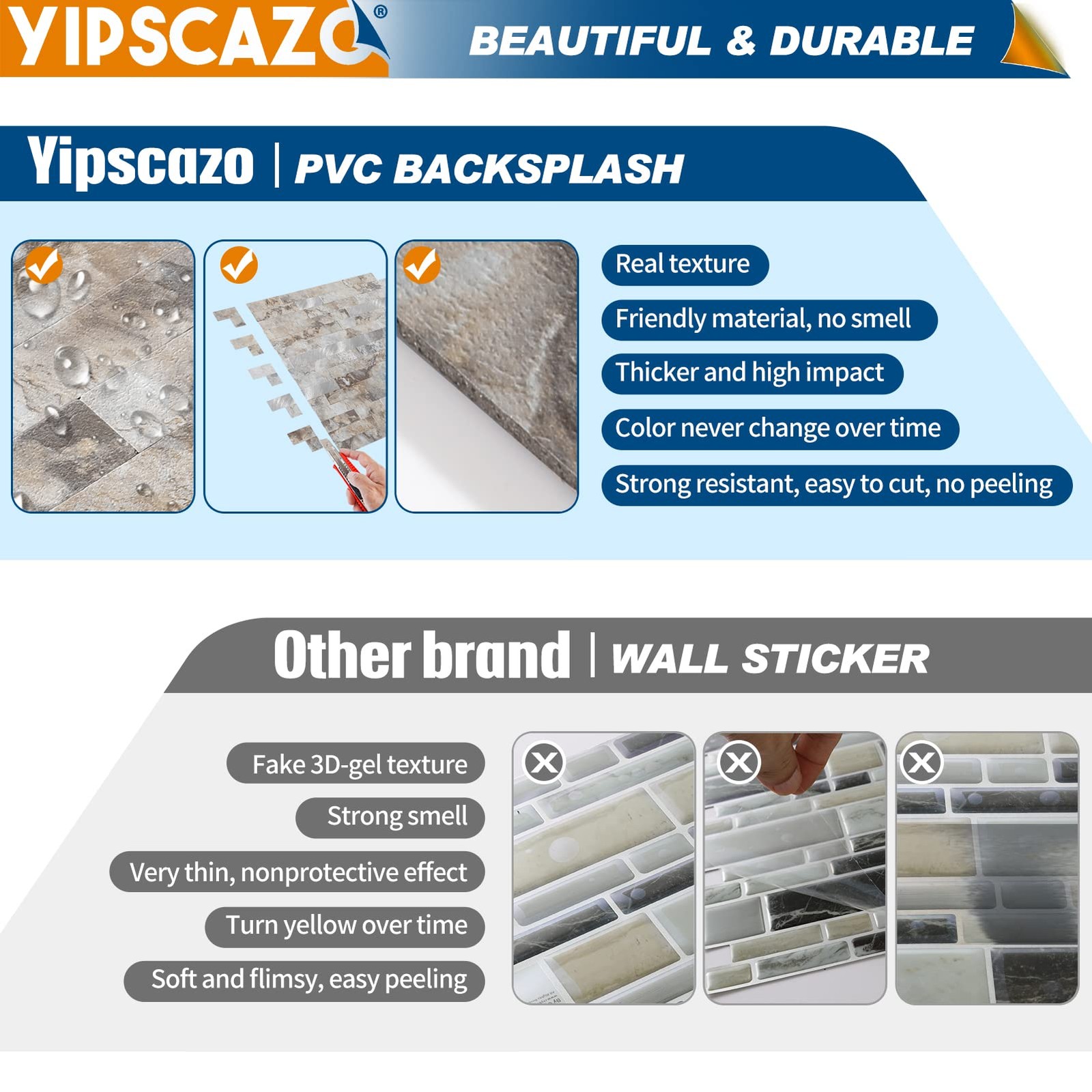 Yipscazo 2026 New Upgrade 11.34" X 11.57" Peel and Stick Backsplash, Stick on…