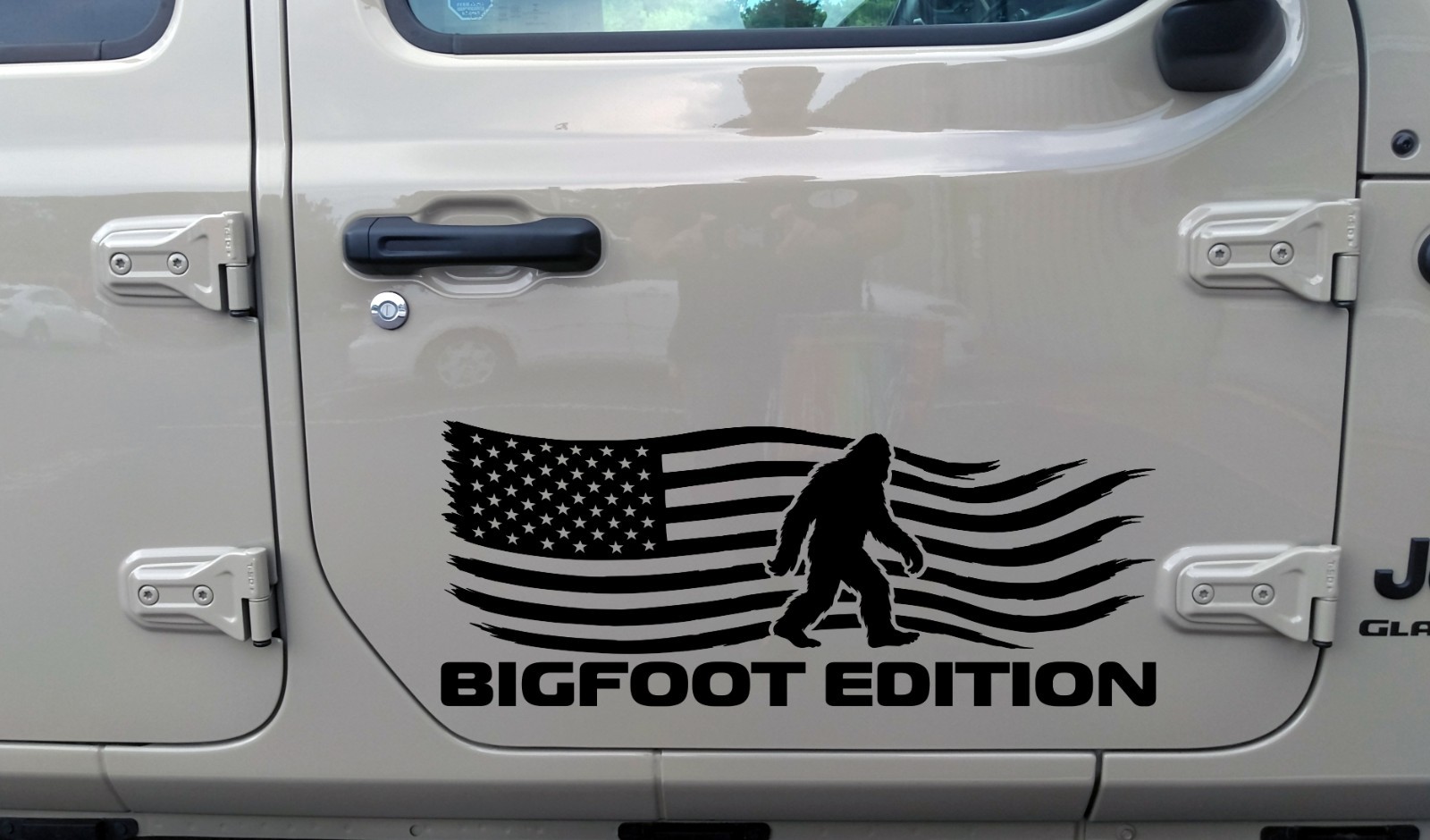 Bigfoot Edition RV Camper Decal – Distressed American Flag Sasquatch