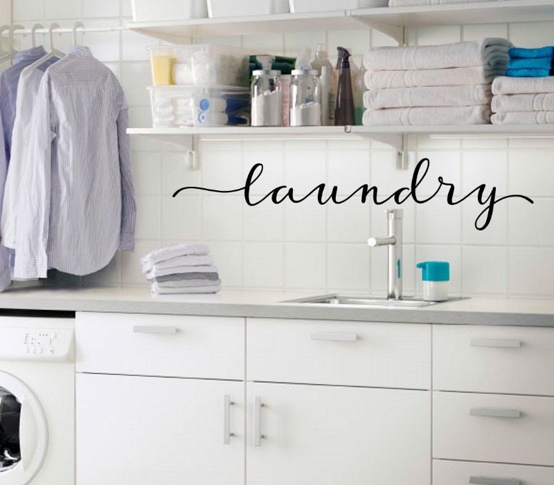 laundry in Script – Vinyl Decal Sticker Kitchen Decor Family Laundry Room Decal
