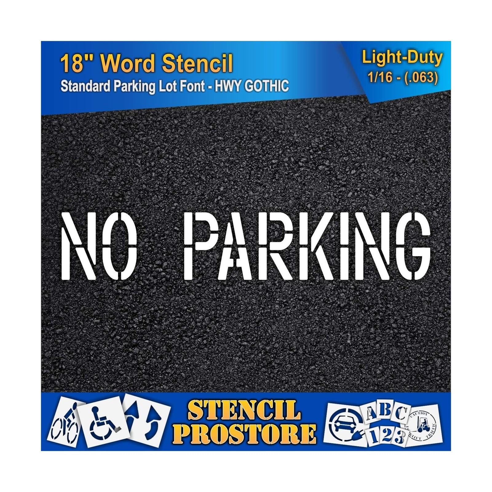 Pavement Marking Stencils – 18 inch NO Parking Stencil – 18" x 99" x 1/16" (…