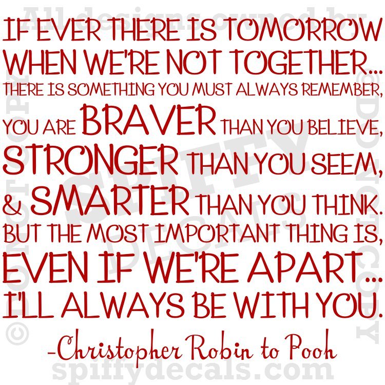WINNIE THE POOH STRONGER BRAVER SMARTER Quote Vinyl Wall Decal Decor ROBIN