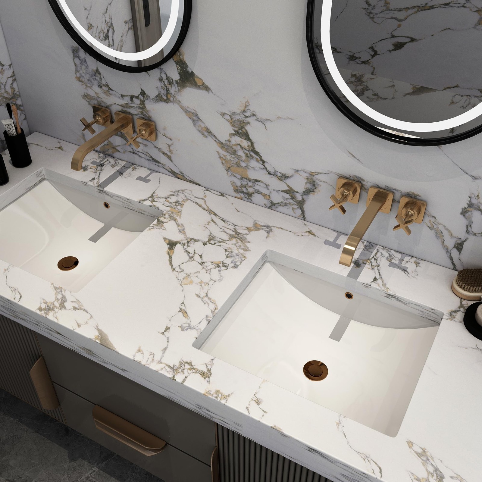 Glossy White Gold Marble Counter wallpaper peel and stick for Furniture Shelf…