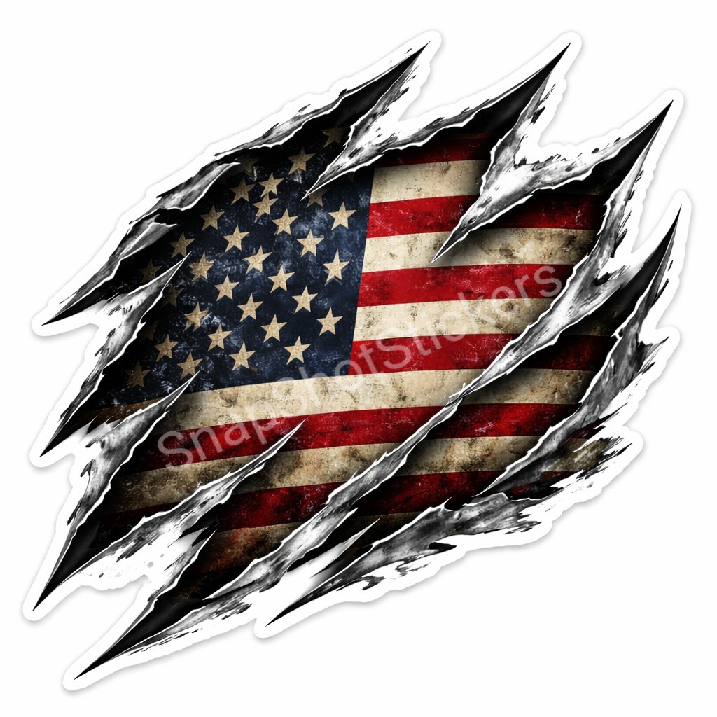 American Flag Claw Mark Vinyl Sticker Decal Patriotic Truck Car