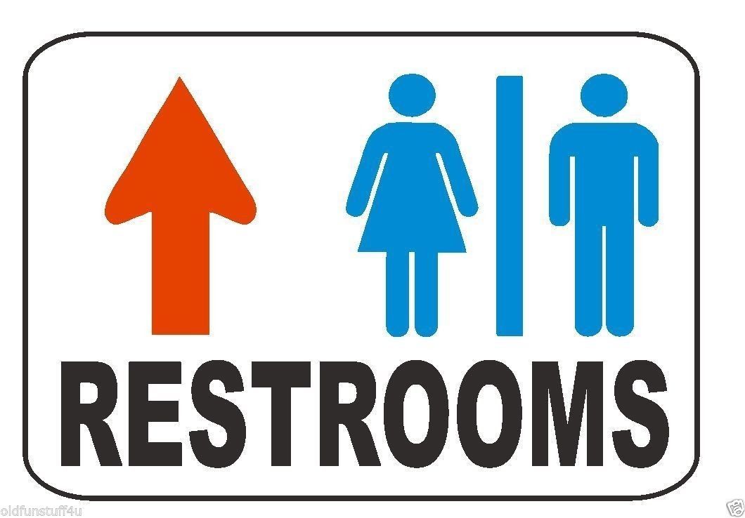 Restroom Sign Male Female Up Arrow Safety Business Sign Decal Sticker D342