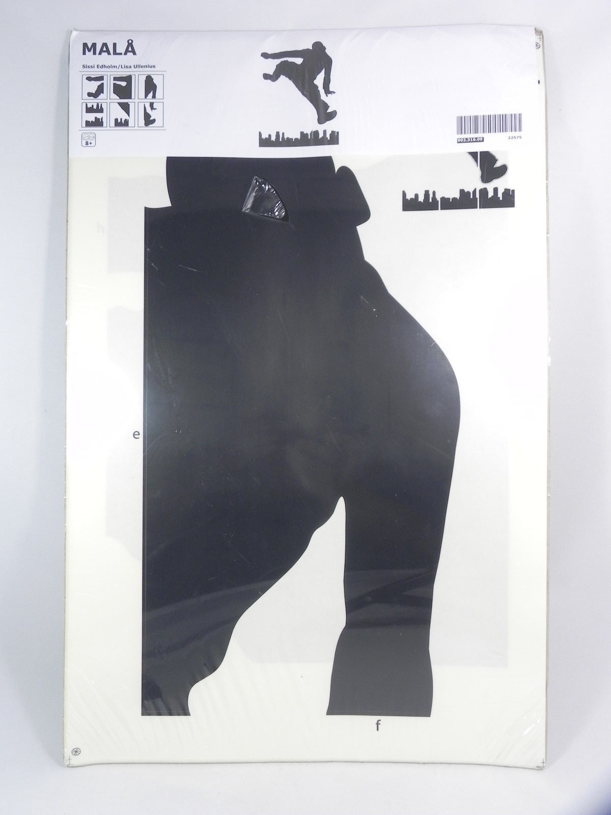IKEA MALA SELF ADHESIVE DECORATIVE WALL STICKERS, MAN JUMPING, CITY SKYLINE