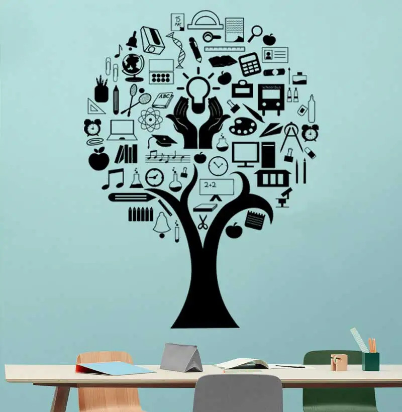 Book Tree Wall Stickers Reading Library Bookstore Science Experiment Stickers