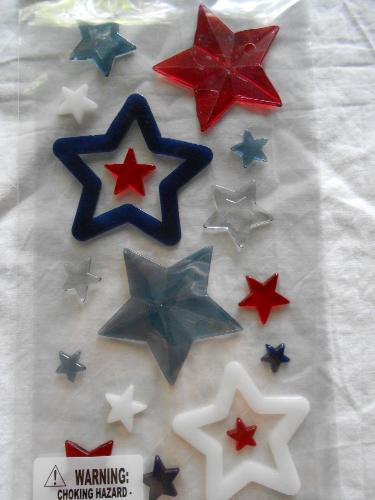 NEW Red White & Blue Stars 4th of July Patriotic Gel Window Sticker Clings 17 ct