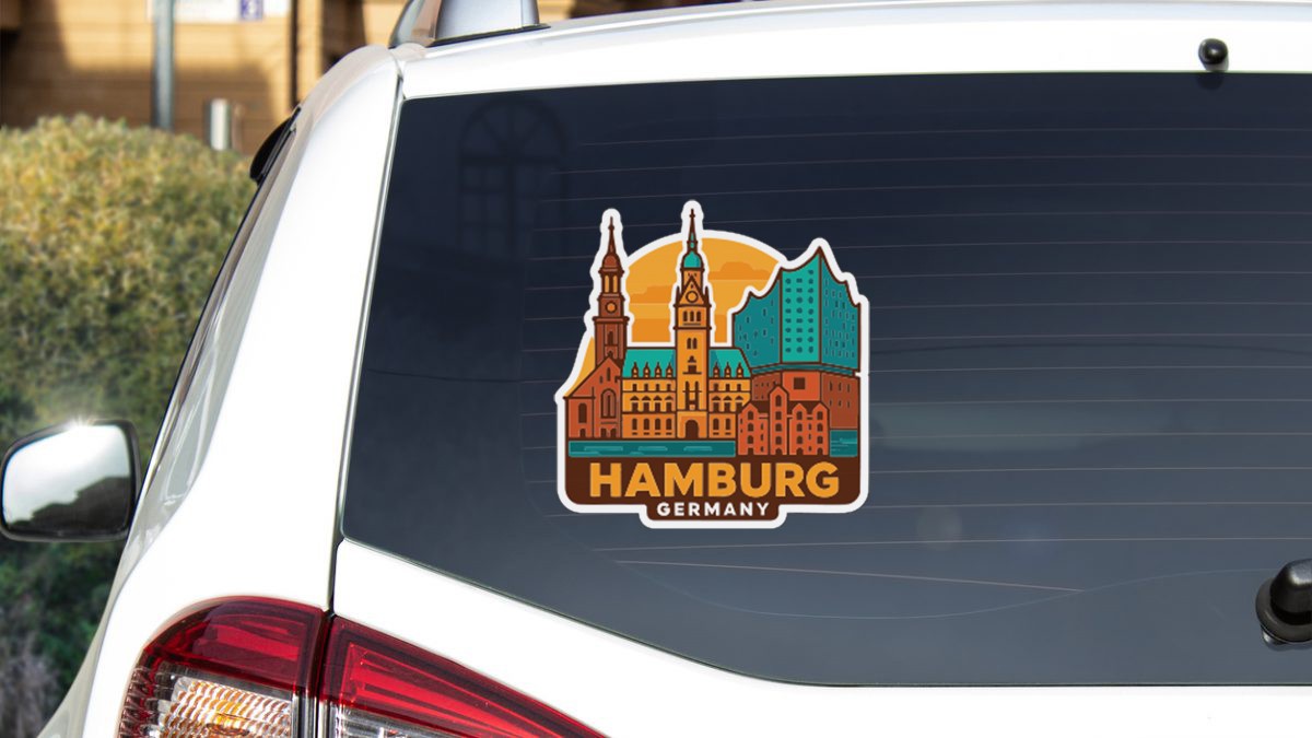 Hamburg Germany Sticker Decal Vinyl Die-Cut City Skyline Landmark Design