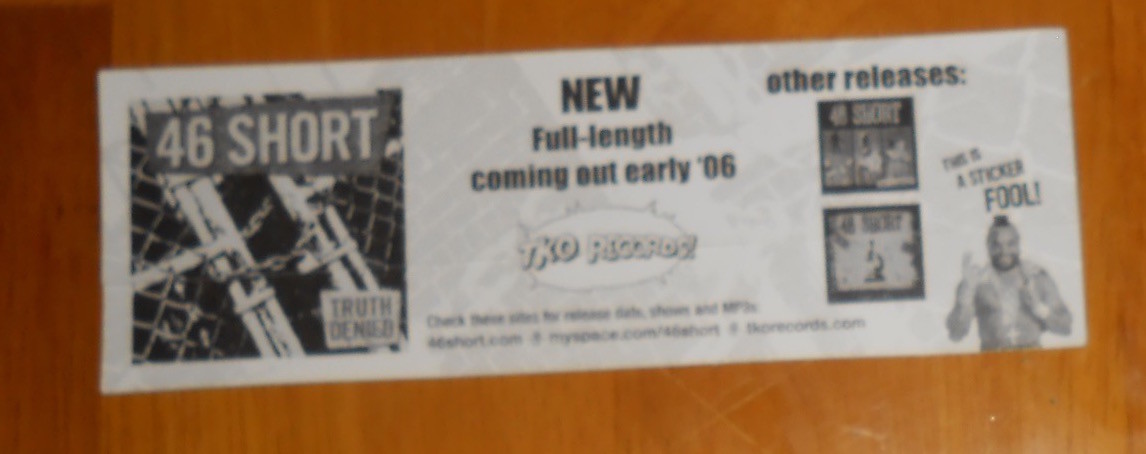 46 Short Bumper Sticker Original Promo 5×1.75 Andy Greene RARE
