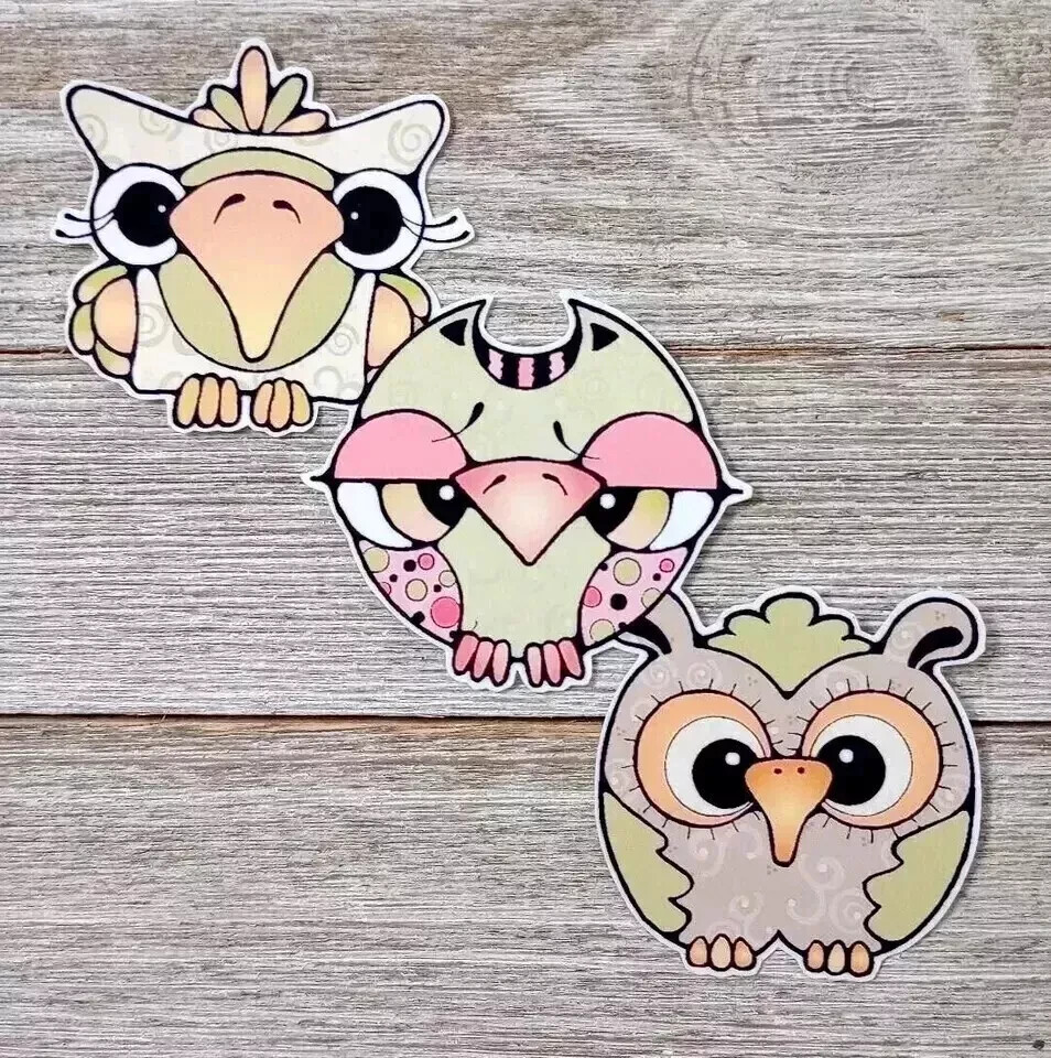 owl bird trio wall safe sticker 9 inch