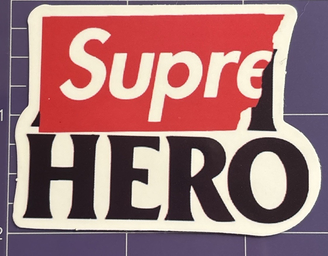 Supreme SupCafe SupreHero Gloss Vinyl Sticker Lot 4pc