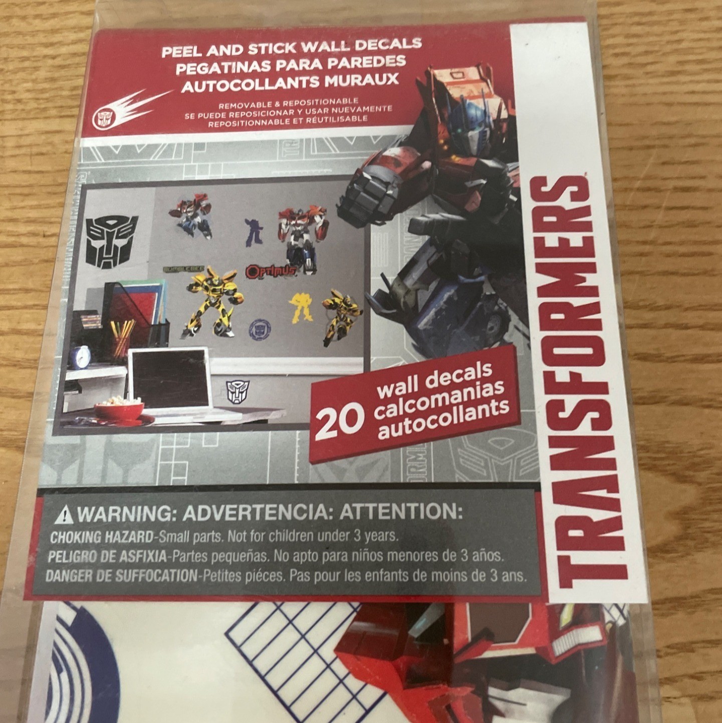Hasbro Transformers Peel Stick Wall Decals 20 Self-Adhesive Removable Reusable