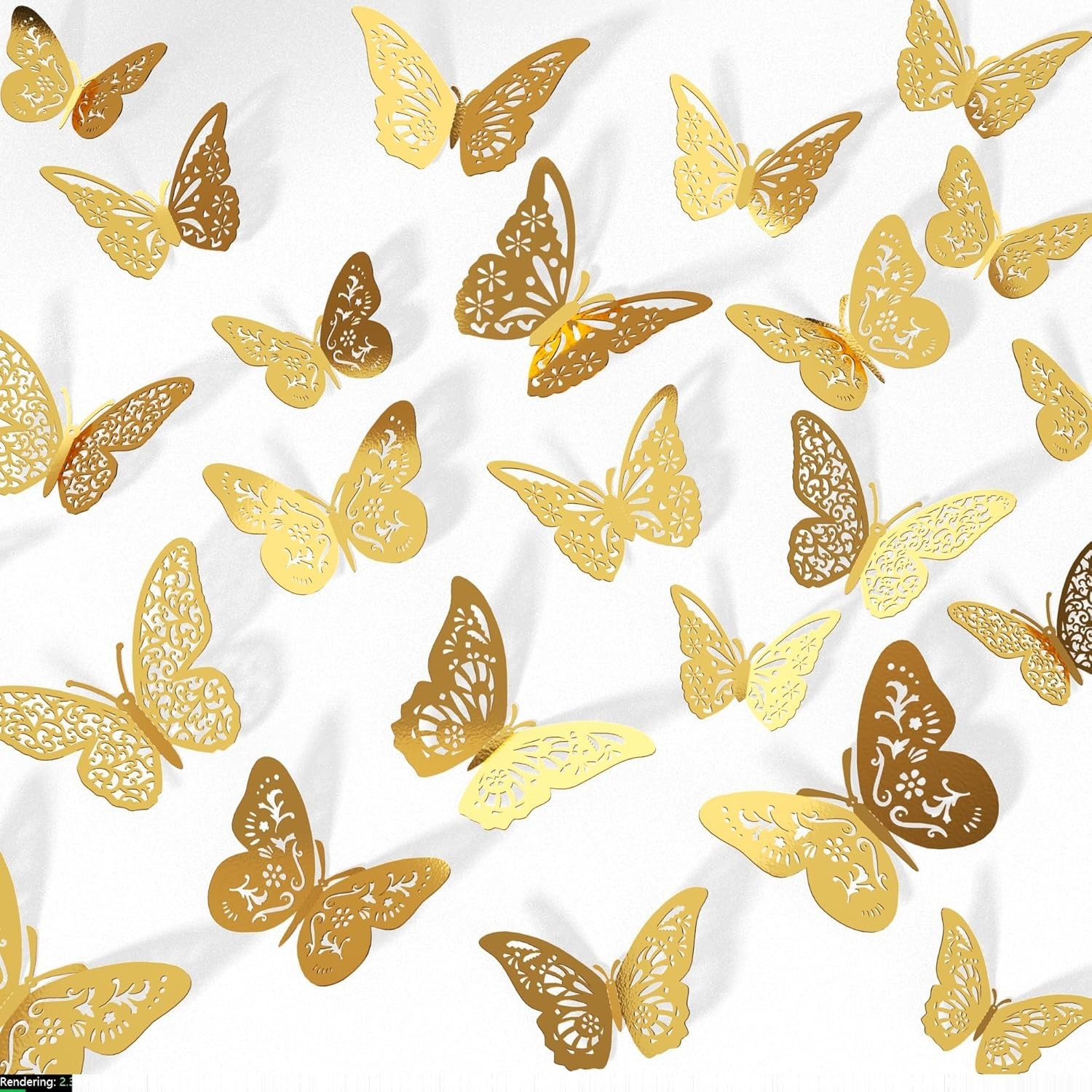 48 Pcs Gold 3D Butterfly Decorations, 4 Styles 3 Sizes, Butterfly Wall Decor,…