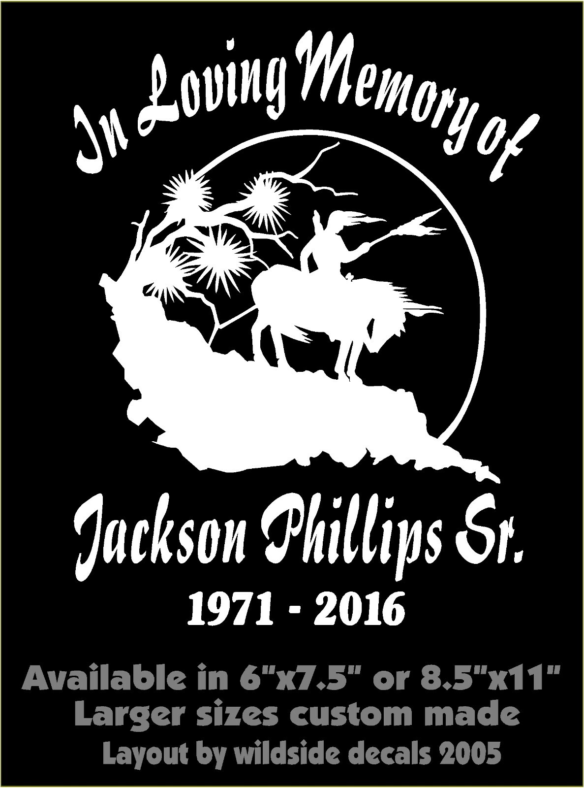 In Loving Memory Of Decal Warrior Last Ride Name Dates Car Vinyl Sticker Custom