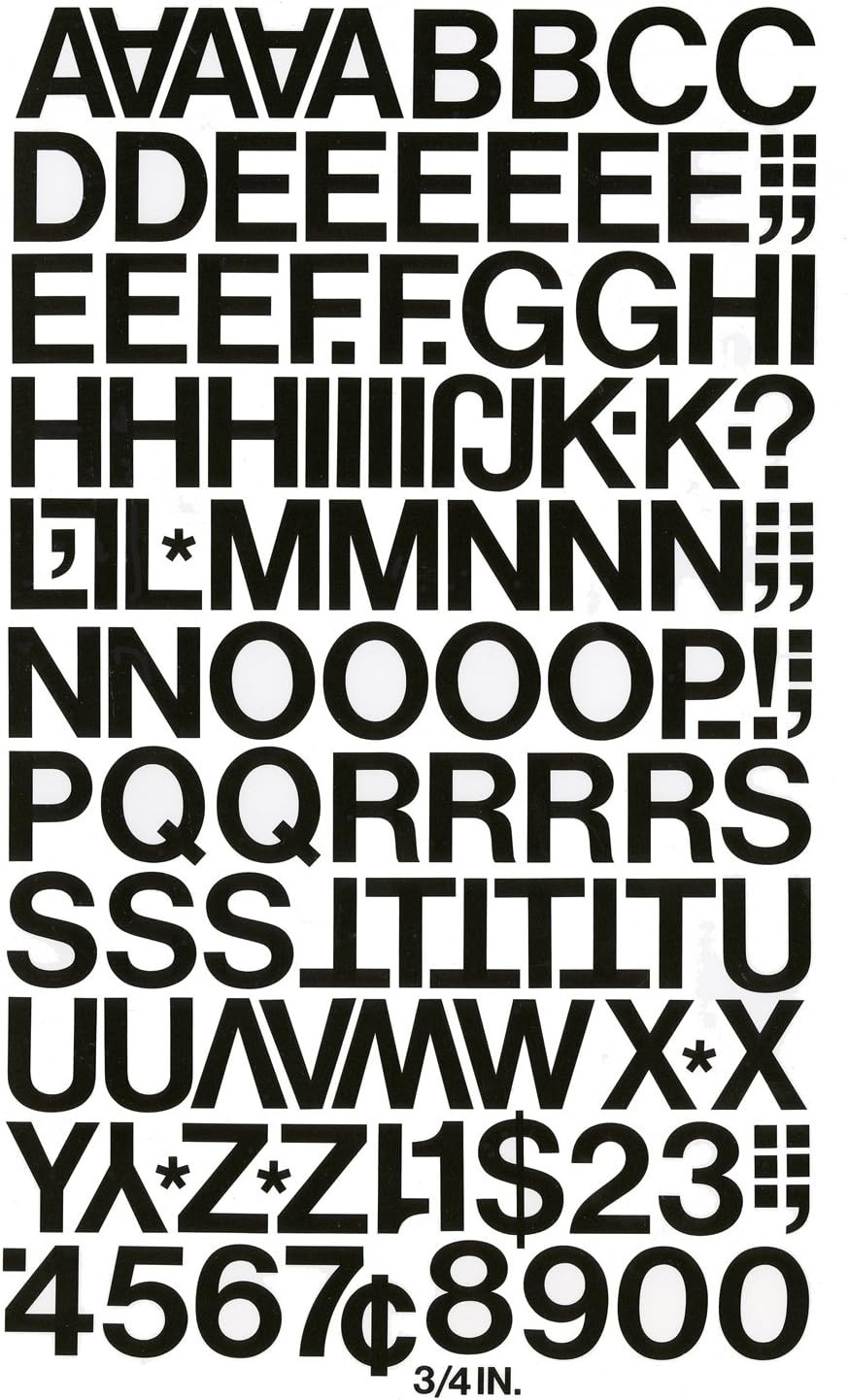 Versatile Black Vinyl Numbers & Letters – Water-Resistant, 3/4” High, 94 Count