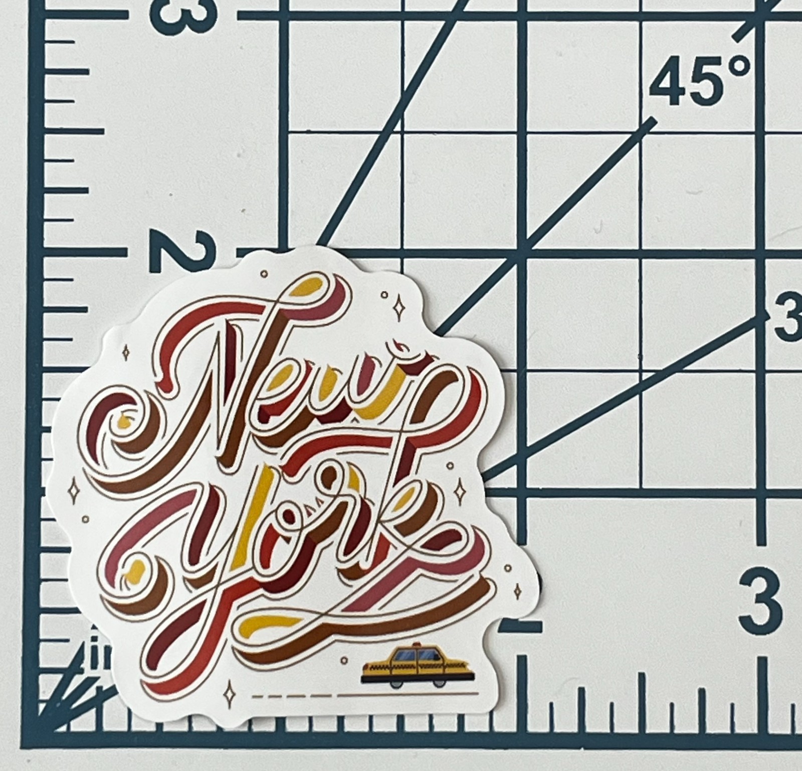 New York City Vinyl Sticker Retro Yellow Taxi Cab Decal NYC Souvenir Travel Art