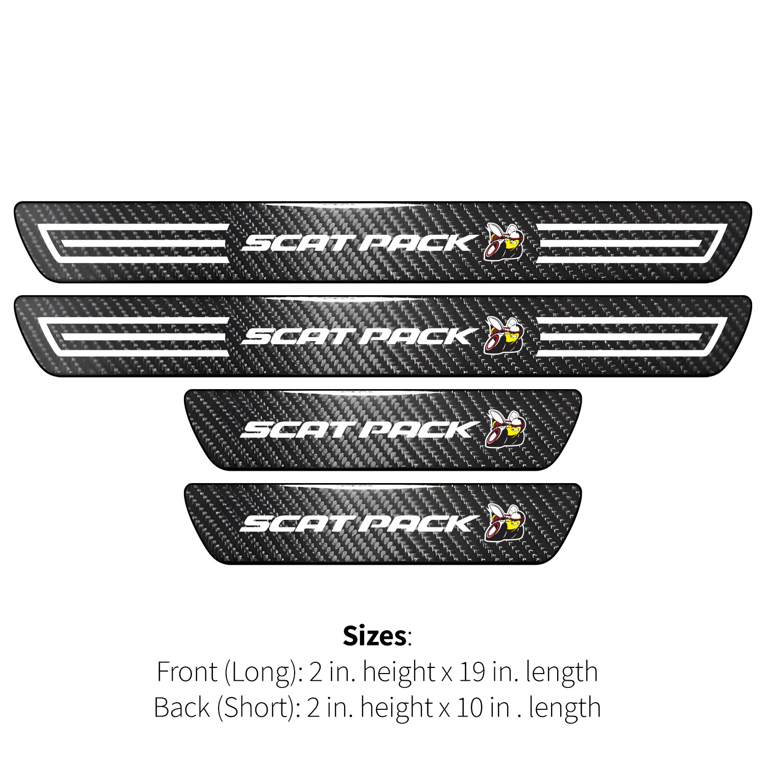 Dodge Scat-Pack X-Large Black Carbon Fiber 4 Pcs Universal Door Sill Plates