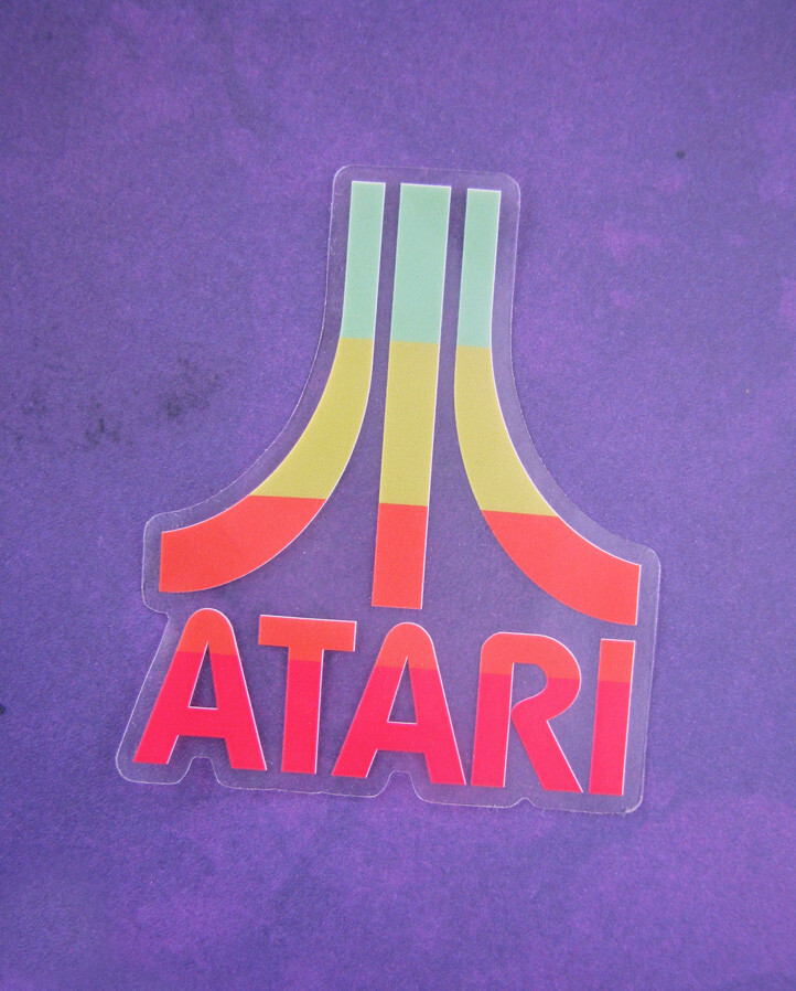 Atari Logo Sticker & Magnet Set Glitter Transparent Decal Retro Video Gaming