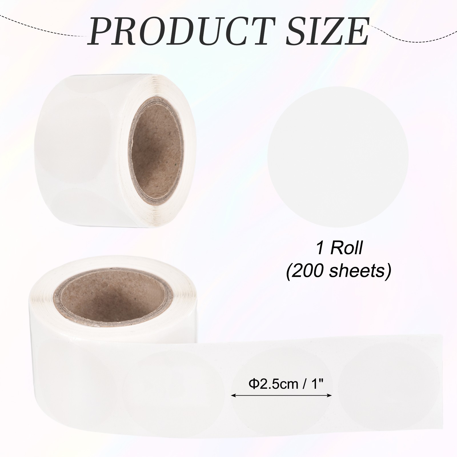 200pcs Round Thermal Label 1×1" Self-Adhesive Thermal Stickers Clear
